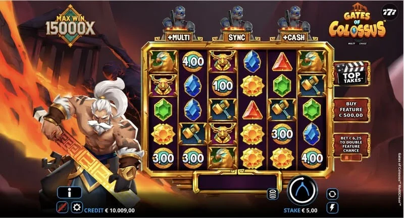 Gates of Colossus MultiChase – pagrindinis ekranas su 6x5 ritėmis
